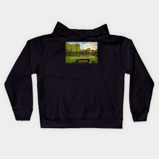 A Seat By The Village Pond Kids Hoodie